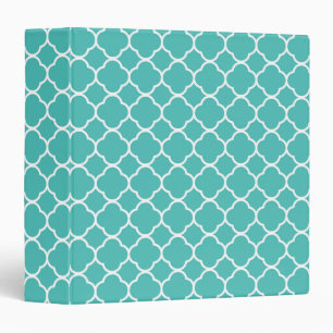 Girly Chic Teal/White Quatrefoil Custom Binder