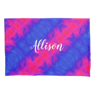 Girly Chic Tie Dye Pink Blue Personalized Pillow Case