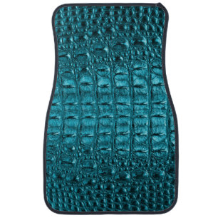 girly chic turquoise aqua blue alligator print car floor mat