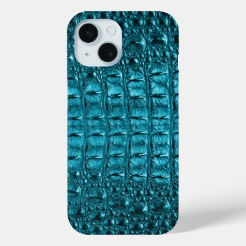 Girly Chic Turquoise Aqua Blue Alligator Print Iphone 15 Case by WhenWestMeetEast at Zazzle