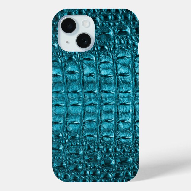 girly chic turquoise aqua blue alligator print Case-Mate iPhone case (Back)