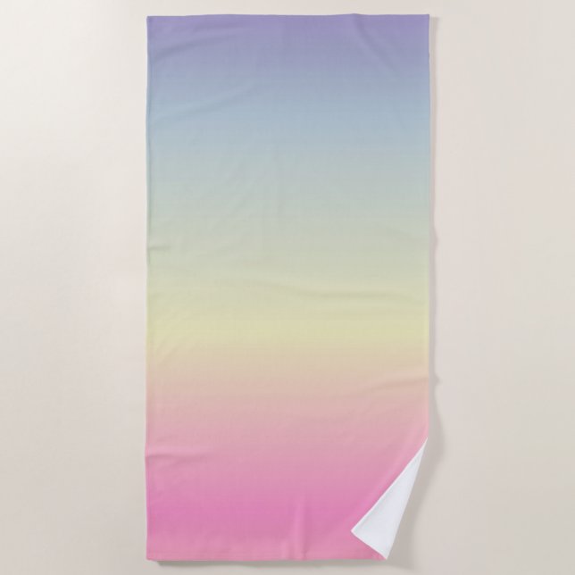 girly chic unicorn pink purple  pastel rainbow beach towel (Front)