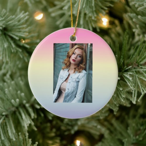 girly chic unicorn pink purple  pastel rainbow ceramic ornament