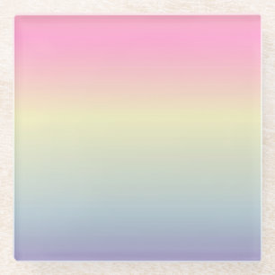 girly chic unicorn pink purple pastel rainbow glass coaster