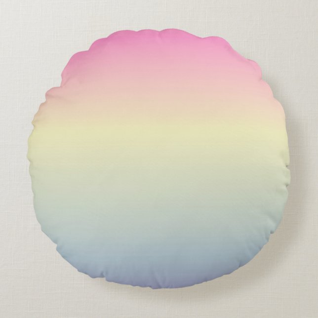 girly chic unicorn pink purple  pastel rainbow round pillow (Front)