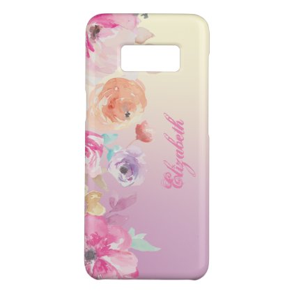 Girly Chic Watercolor Floral -Personalized Case-Mate Samsung Galaxy S8 Case