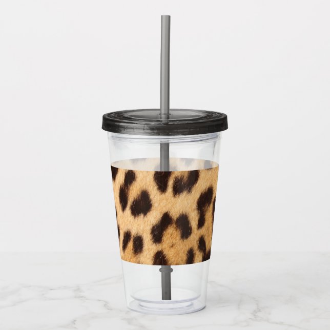 girly chic wild leopard print acrylic tumbler (Front)