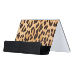 girly chic wild safari fashion leopard print desk business card holder