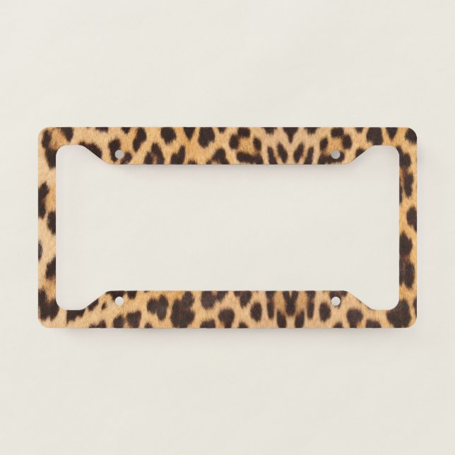 girly chic wild safari fashion leopard print license plate frame (Front)
