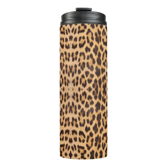 girly chic wild safari fashion leopard print thermal tumbler (Front)