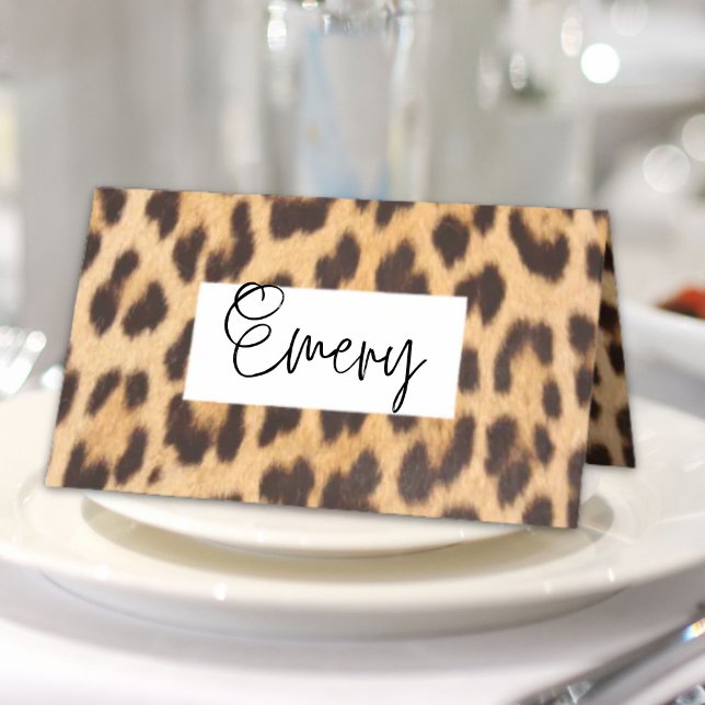 girly chic wild safari party leopard print place card (girly chic wild safari party leopard print place card)