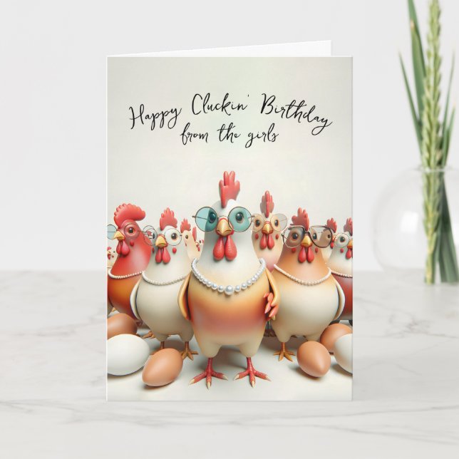 Girly Chickens Birthday Humor Card (Front)
