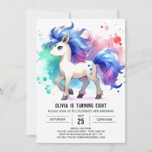 Girly Children Horse Birthday Invitation