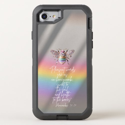 Girly Christian Rainbow Photograph Pastel Bee OtterBox Defender iPhone SE/8/7 Case