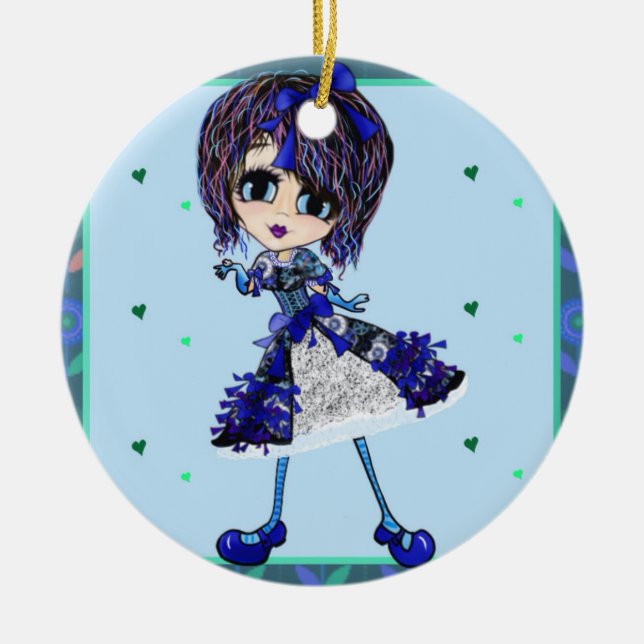 Girly Christmas Ceramic Ornament (Front)