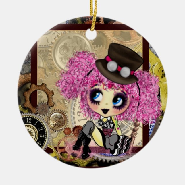 Girly Christmas Ceramic Ornament (Front)