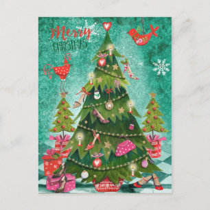 Girly Christmas Tree Holiday Photo Card