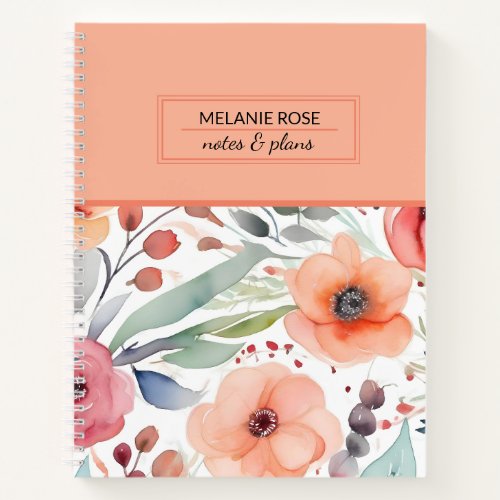 Girly Chrysanthemums Personalized Name Notebook