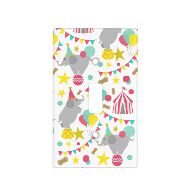 Girly Circus Elephants Light Switch Cover (Front)