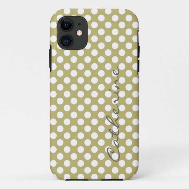 Girly, classic pastel earth tone polka dots custom Case-Mate iPhone case (Back)
