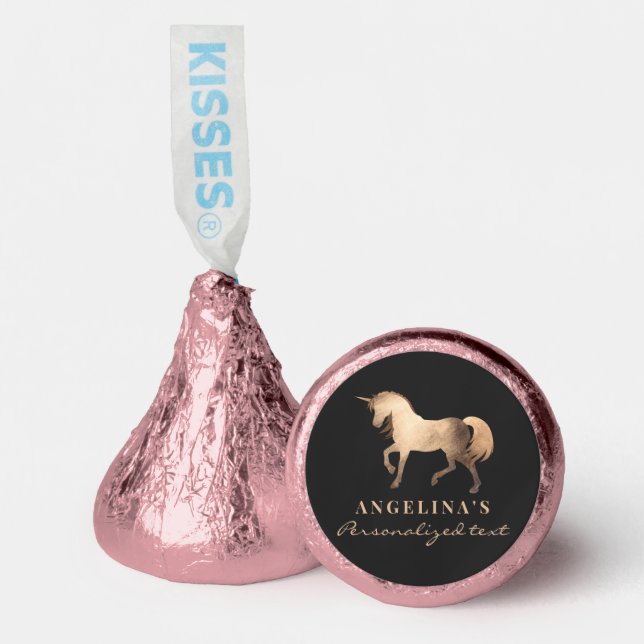  Girly Classy Luxury Rose Gold Foil Custom Unicorn Hershey®'s Kisses® (Front)