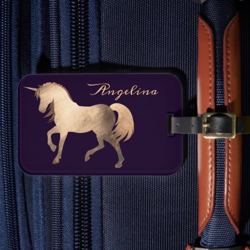  Girly Classy Luxury Rose Gold Foil Custom Unicorn Luggage Tag