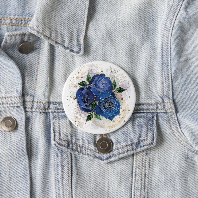Girly collage - midnight blue  button (In Situ)