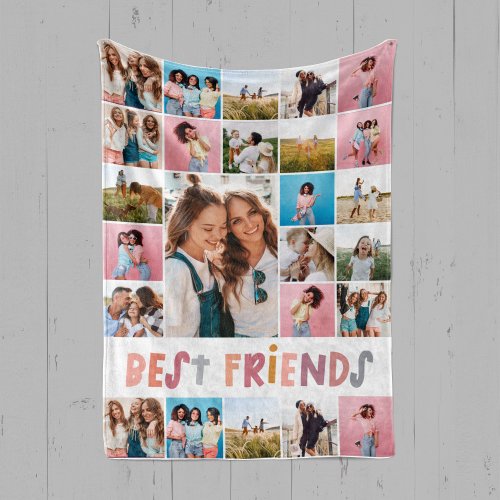 Girly colorful 20 photo best friend modern simple sherpa blanket