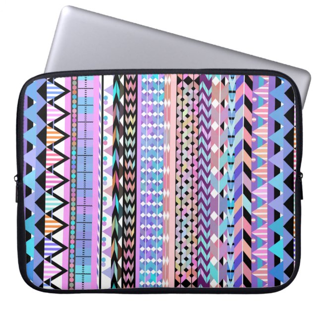 Girly Colorful Aztec Pattern Laptop Sleeve (Front)