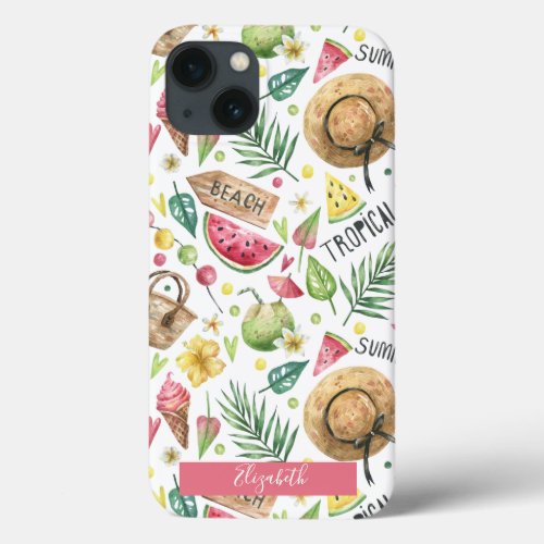 Girly Colorful Beach Relax Beach Towel iPhone 13 Case