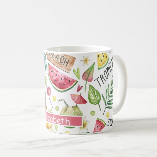Girly Colorful Beach Relax  Coffee Mug (Front Right)
