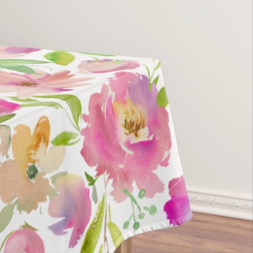 Girly Colorful Blooming Chic Mint  Blush Floral Tablecloth