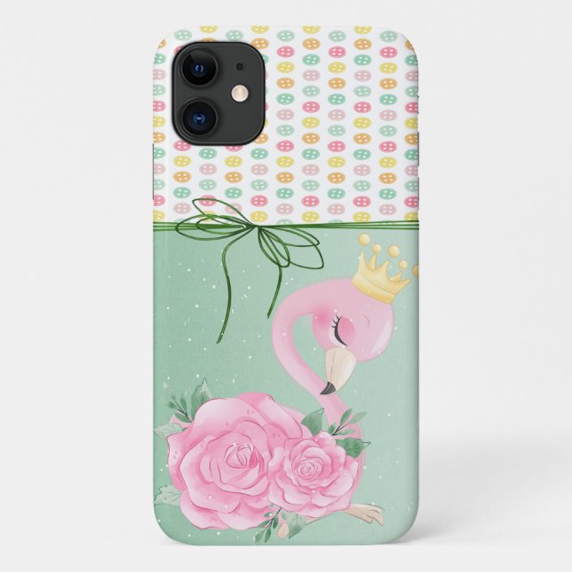 Girly Colorful Buttons,Baby Flamingo Case-Mate iPhone Case (Back)