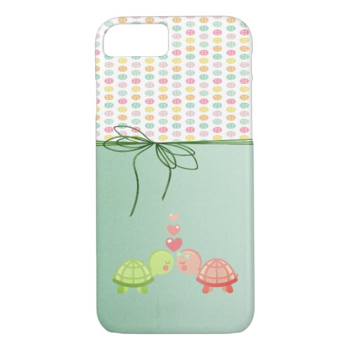 Girly Colorful ButtonsTurtles In Love iPhone 87 Case