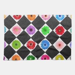 Girly Colorful Daisy Kitchen Towel