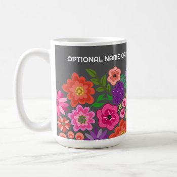 Girly Colorful Floral Pattern Custom Name Monogram Coffee Mug by icases at Zazzle