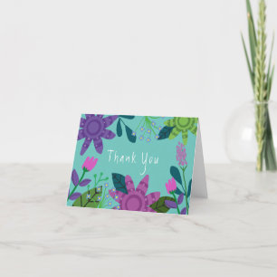 Girly Colorful Floral Thank You Card