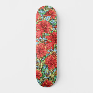 Girly Colorful Floral Urban Street Art Inspired Skateboard