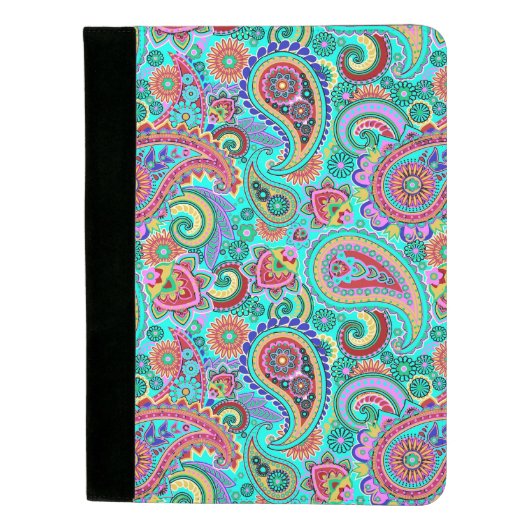 Girly Colorful Paisley Pattern Padfolio (Front)