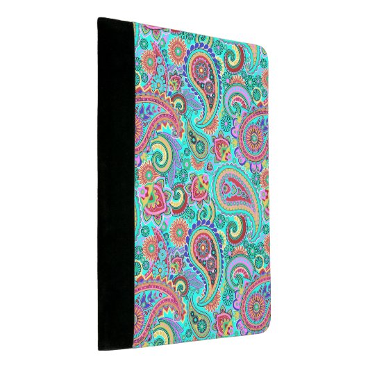 Girly Colorful Paisley Pattern Padfolio (Angled)