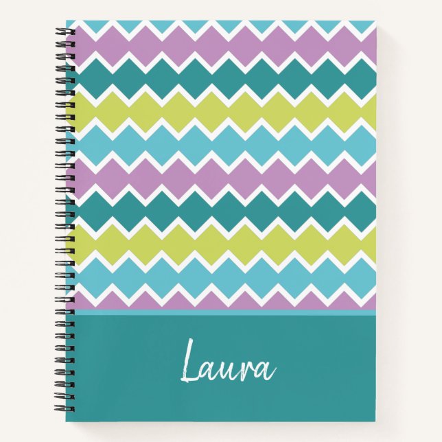Girly Colorful Pattern Personalized Notebook (Front)