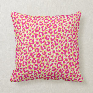Girly colorful pink cheetah print monogram throw pillow