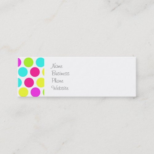 Girly Colorful Polka Dots Pattern for Girls Mini Business Card