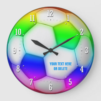 Girly Colorful Soccer Football Gift Large Clock