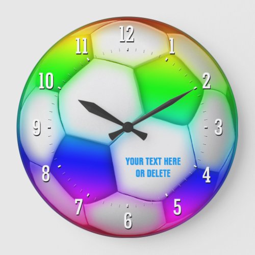 Girly Colorful Soccer Football Gift Large Clock