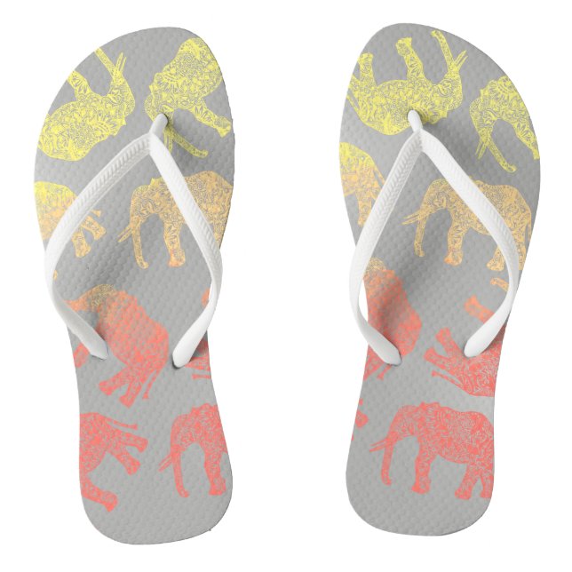 girly colorful tribal floral elephant pattern flip flops (Footbed)