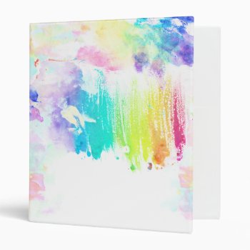 Girly Colorful Watercolor Brushstrokes Pattern 3 Ring Binder by pink_water at Zazzle