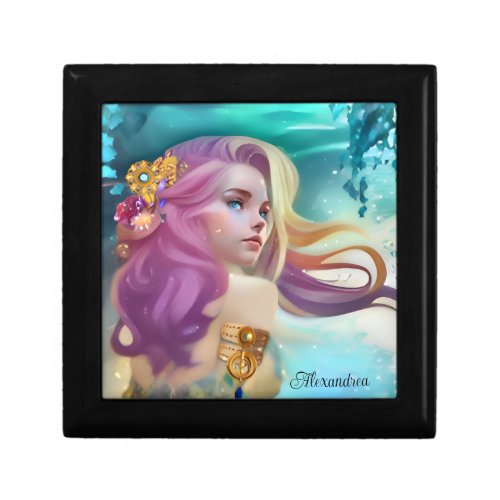 Girly Colorful Watercolor Mermaid Keepsake Box