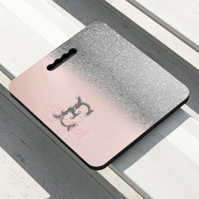 Girly Cool Glitter Bokeh Monogram Seat Cushion (In Situ)