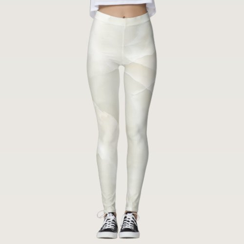 Girly Cool Modern White  Marble Texture Leggings